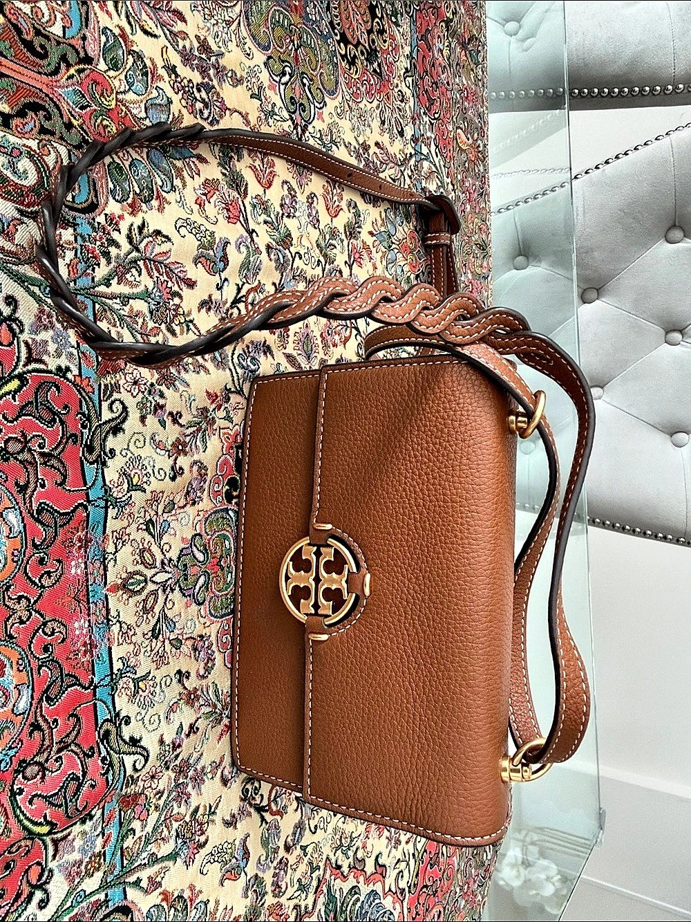 Tory Burch T Monogram Brown Crossbody Bag Like New